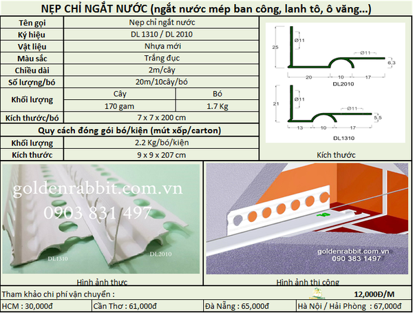 NẸP CHỈ NGẮT NƯỚC DL1310