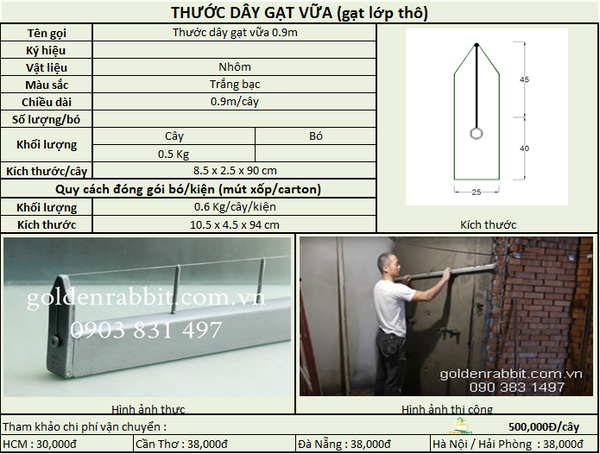 THƯỚC DÂY GẠT VỮA  1.8M