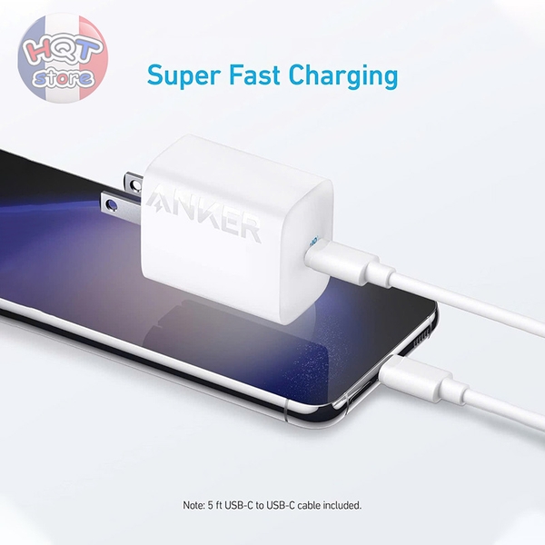 Bộ củ cáp sạc nhanh Anker 312 30W B2640 Cáp C to C chính hãng
