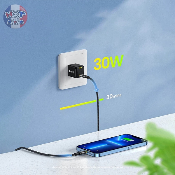 Bộ củ cáp sạc nhanh AOHi Magcube 30W PD Mini GaN / Magline+ C to C