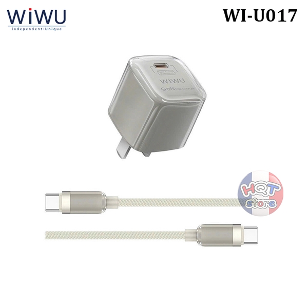 Bộ củ sạc nhanh PD 30W WiWU Jello GaN Fast Charger Cáp C to C 100W