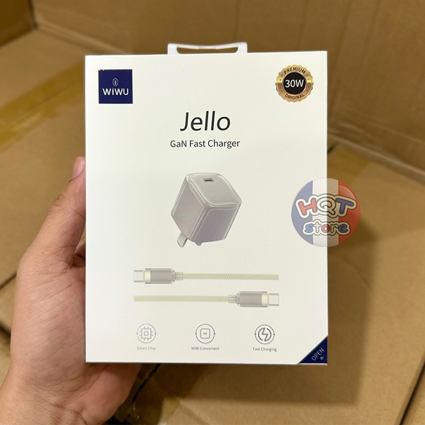 Bộ củ sạc nhanh PD 30W WiWU Jello GaN Fast Charger Cáp C to C 100W
