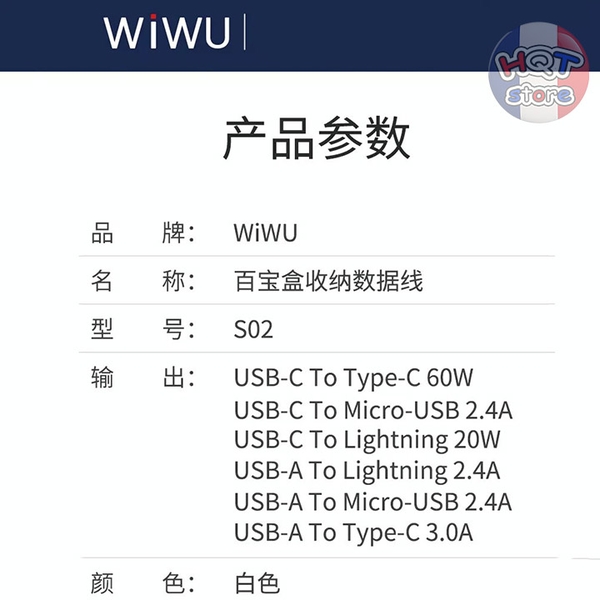 Bộ đầu chuyển đổi cáp đa năng WiWU S02 Type C Lightning MicroUSB USB-A