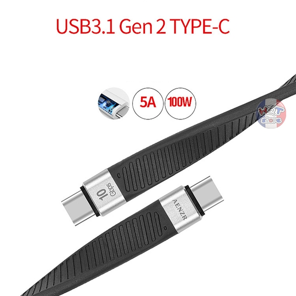 Cáp sạc nhanh Type C to Type C AENZR 14cm USB 3.1 Gen 2 PD 5A 100W 