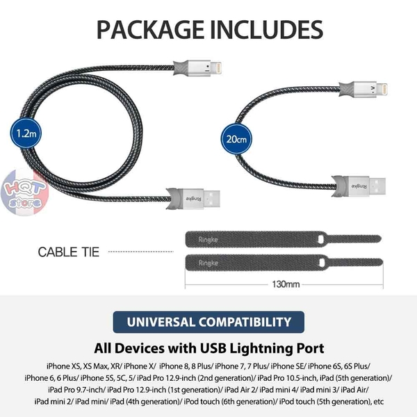 Cáp sạc USB to Lightning Ringke Smart Fish chuẩn MFI chính hãng