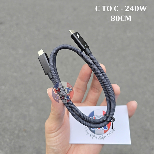 Cáp C to C chuẩn Thunderbolt 4 240W 40Gbps truyền hình ảnh 4K 8K 80cm