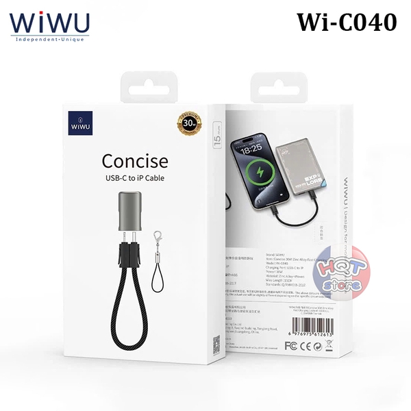 Cáp sạc ngắn 15cm WIWU Concise 30W 60W Wi-C040 C to Lightning / C to C