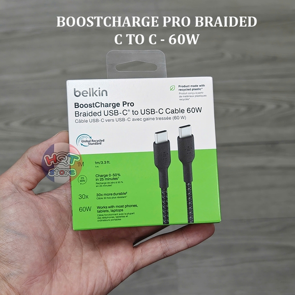 Cáp sạc nhanh C to C Belkin BoostCharge Pro Braided Cable 60W 1m