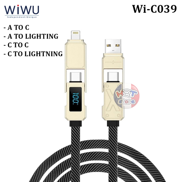 Cáp sạc nhanh WIWU Titan 100W 4in1 Wi-C039 C Lightning USB 150cm 15cm