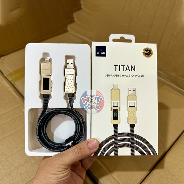 Cáp sạc nhanh WIWU Titan 100W 4in1 Wi-C039 C Lightning USB 150cm 15cm