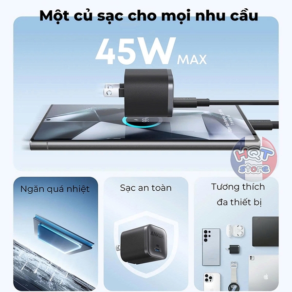 Củ sạc nhanh Anker Nano 45W GaN A2692 PD chân gập nhỏ gọn