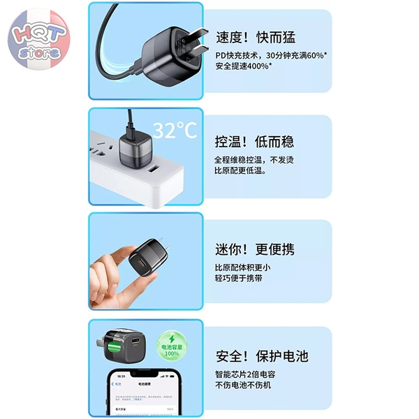 Củ sạc nhanh PD 20W WiWU Mini TP08 Fast Charger siêu nhỏ gọn