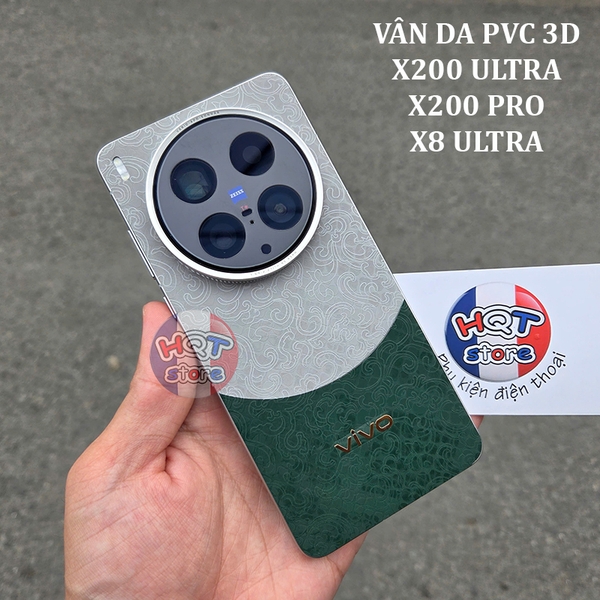 Dán mặt lưng vân da PVC 3D cho Vivo X200 Ultra / X200 Pro / Oppo X8 Ultra