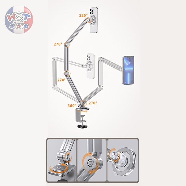 Giá đỡ xoay kẹp bàn hít nam châm Magsafe BONERUY Z67 cho điện thoại