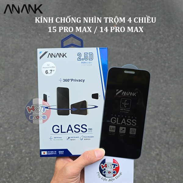 Kính chống nhìn trộm ANANK 360 iPrivacy iPhone 15 Pro Max 14 Pro Max