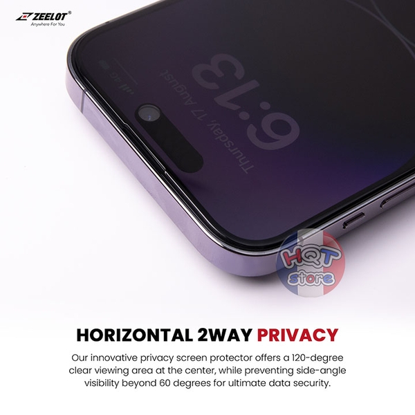 Kính chống nhìn trộm ZEELOT SOLIDsleek Privacy cho IPhone 15 Plus / 15