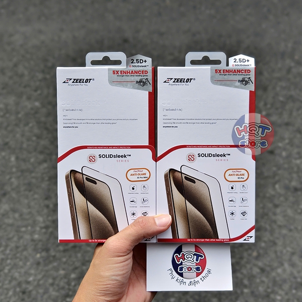 Kính chống vân tay ZEELOT SOLIDsleek Anti Glare IPhone 16 Pro Max 16 Pro