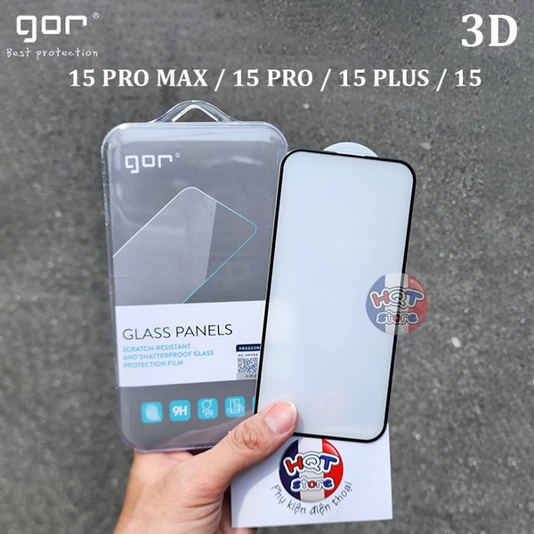 Kính cường lực full màn Gor 3D IPhone 15 Pro Max / 15 Pro / 15 Plus / 15