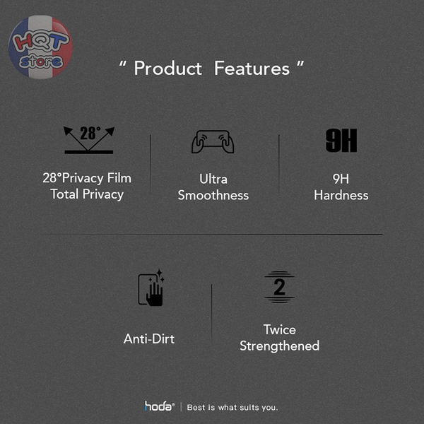 Kính cường lực HODA 2in1 ANTI-PEEPING + MATTE IPhone 15 Pro Max 15 Pro