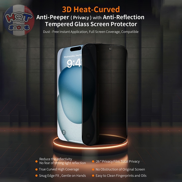 Kính cường lực HODA 3D 2in1 ANTI-PEEPING + AR IPhone 16 Pro Max 16 Pro