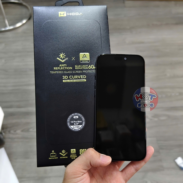 Kính cường lực HODA 3D 2in1 AR + AB TUV BLR60 IPhone 16 Pro Max 16 Pro