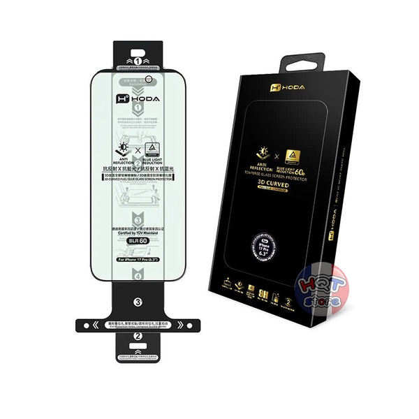Kính cường lực HODA 3D 2in1 AR + AB TUV BLR60 IPhone 17 Pro Max 17 Pro