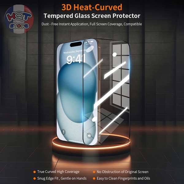 Kính cường lực HODA 3D Curved Clear iPhone 16 Pro Max 16Pro 15 Pro Max