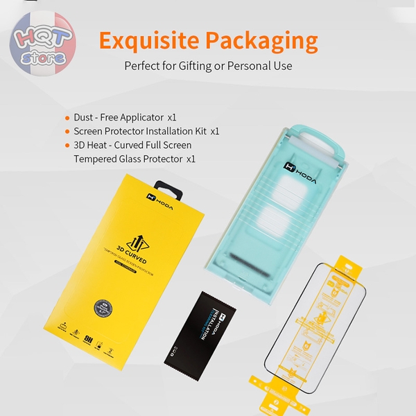 Kính cường lực HODA 3D Curved Clear iPhone 16 Pro Max 16Pro 15 Pro Max