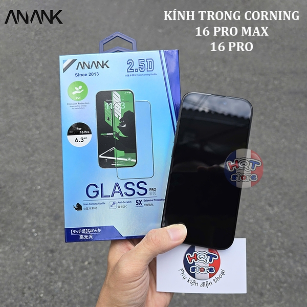 Kính cường lực trong suốt ANANK CORNING 2.5D IPhone 16 Pro Max 16 Pro