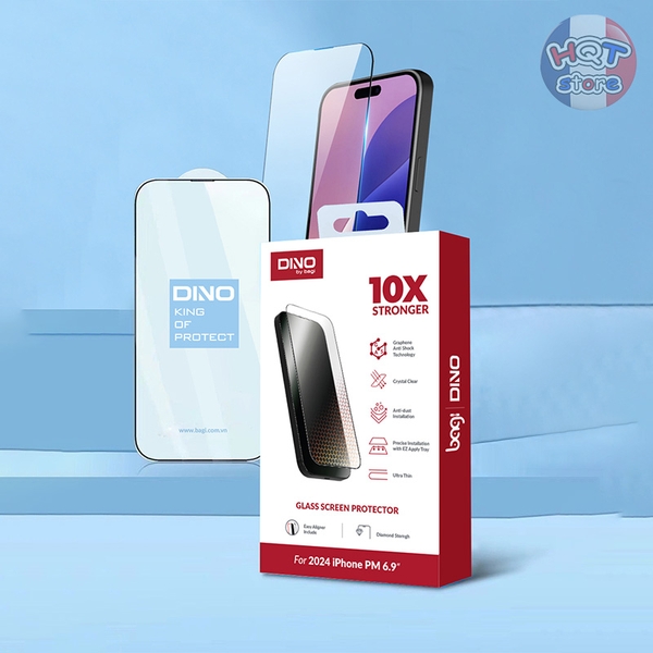 Kính cường lực trong suốt Dino by Bagi IPhone 16 Pro Max / 16 Pro