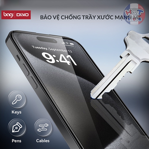 Kính cường lực trong suốt Dino by Bagi IPhone 16 Pro Max / 16 Pro