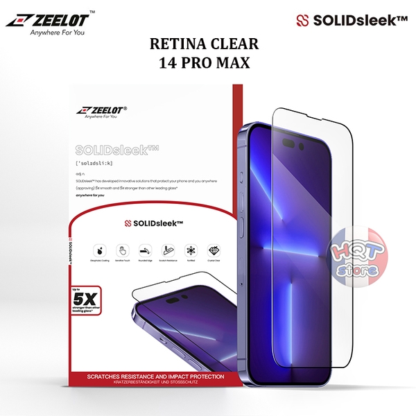 Kính cường lực ZEELOT SOLIDsleek Retina Clear cho IPhone 14 Pro Max