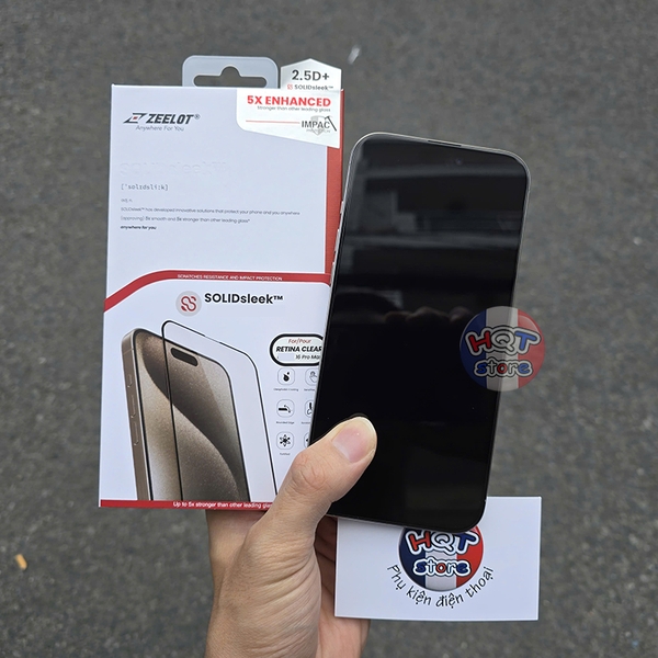 Kính cường lực ZEELOT SOLIDsleek Retina Clear IPhone 16 Pro Max 16 Pro