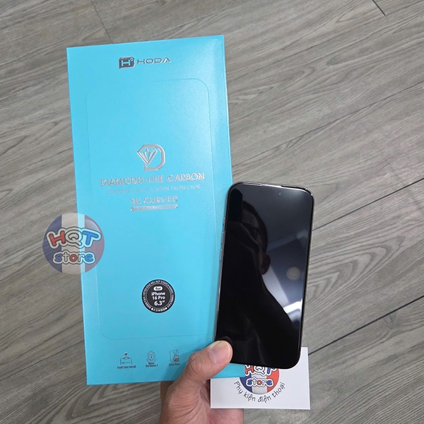 Kính HODA 3D DLC CLEAR Diamond Like Carbon iPhone 16 Pro Max / 16 Pro