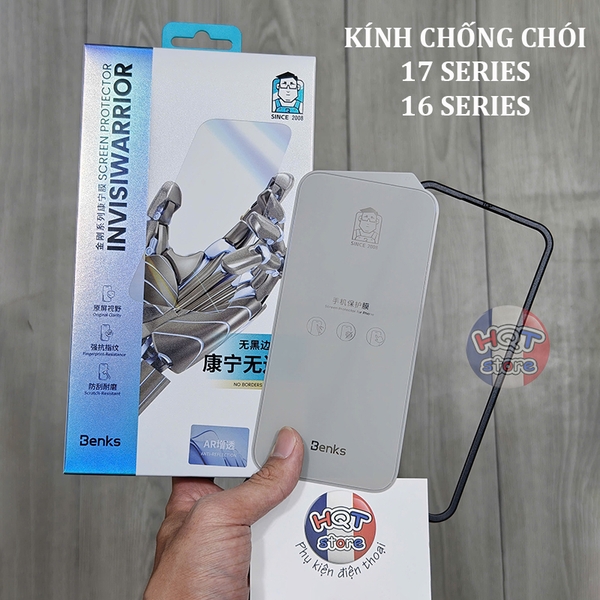 Kính không viền Benks InvisiWarrior AR iPhone 17 Pro Max 16 Pro Max