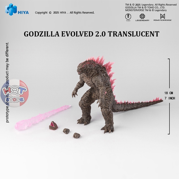 Mô hình Godzilla Evolved 2.0 Translucent HIYA Exquisite Basic Action Figure