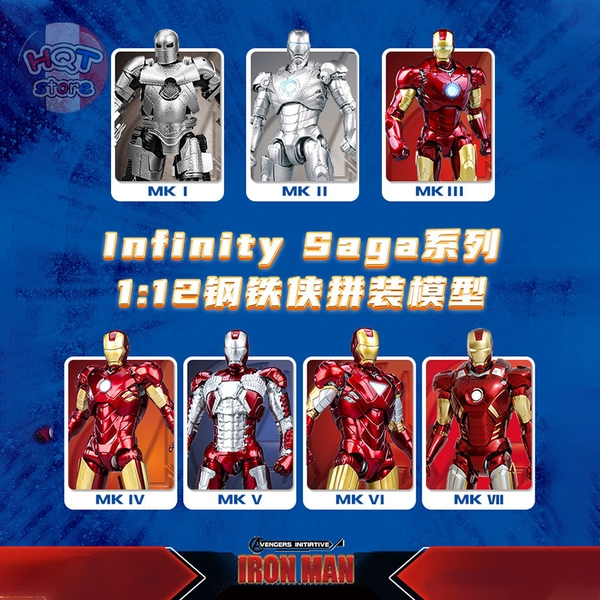 Mô hình iRon Man Model Kits Fondjoy Mark 1 2 3 4 5 6 7 tỉ lệ 1/12