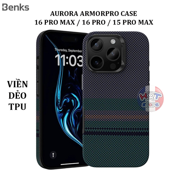 Ốp carbon Benks Aurora ArmorPro IPhone 16 Pro Max 16 Pro 15 Pro Max
