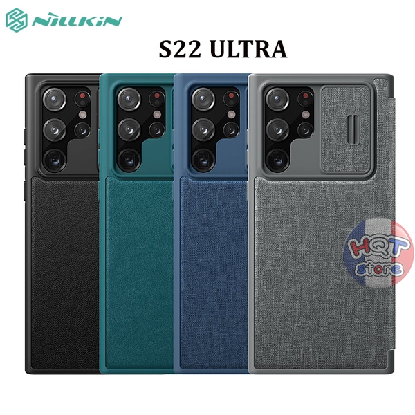 Ốp lưng bao da Nillkin Qin Pro Plain Leather Cloth Case S22 Ultra