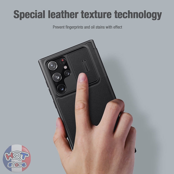 Ốp lưng bao da Nillkin Qin Pro Plain Leather Cloth Case S22 Ultra