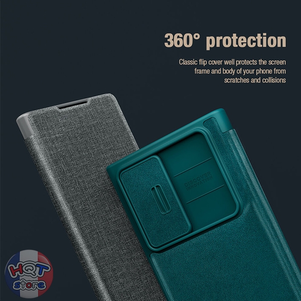 Ốp lưng bao da Nillkin Qin Pro Plain Leather Cloth Case S22 Ultra