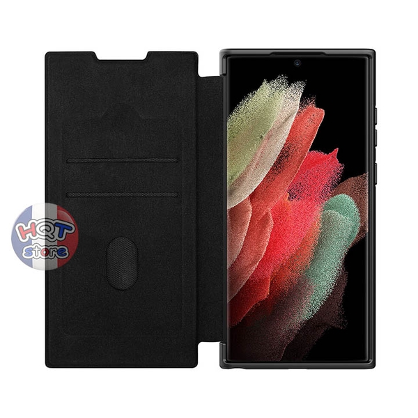 Ốp lưng bao da Nillkin Qin Pro Plain Leather Cloth Case S22 Ultra