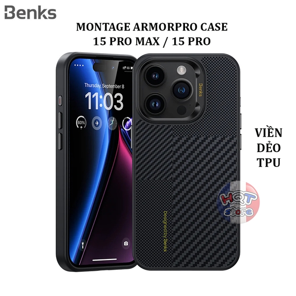 Ốp lưng carbon Benks Montage ArmorPro Case IPhone 15 Pro Max / 15 Pro