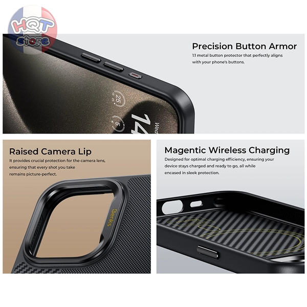 Ốp lưng carbon Benks Montage ArmorPro Case IPhone 15 Pro Max / 15 Pro