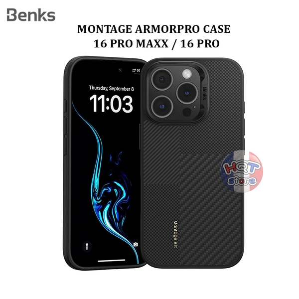 Ốp lưng carbon Benks Montage ArmorPro Case IPhone 16 Pro Max / 16 Pro