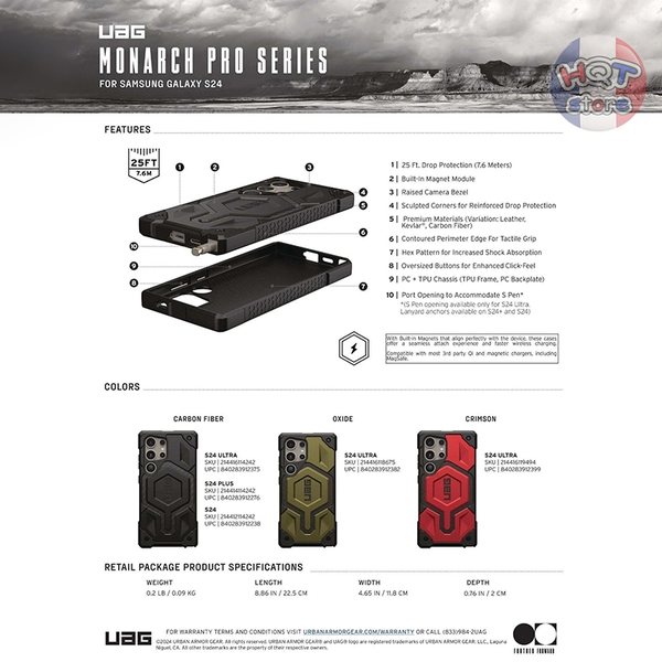 Ốp lưng chống sốc UAG Monarch Pro W Magsafe cho S24 Ultra chính hãng