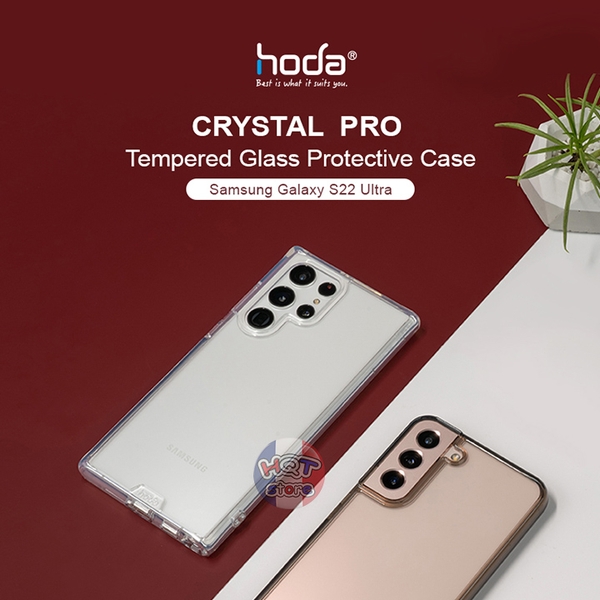 Ốp lưng kính cường lực HODA Crystal Pro Glass Case Samsung S22 Ultra