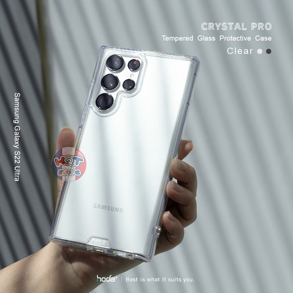 Ốp lưng kính cường lực HODA Crystal Pro Glass Case Samsung S22 Ultra