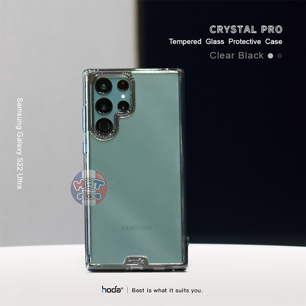 Ốp lưng kính cường lực HODA Crystal Pro Glass Case Samsung S22 Ultra