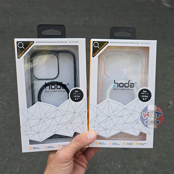 Ốp lưng kính HODA Crystal Pro Magsafe iPhone 15 Pro Max / 15 Pro